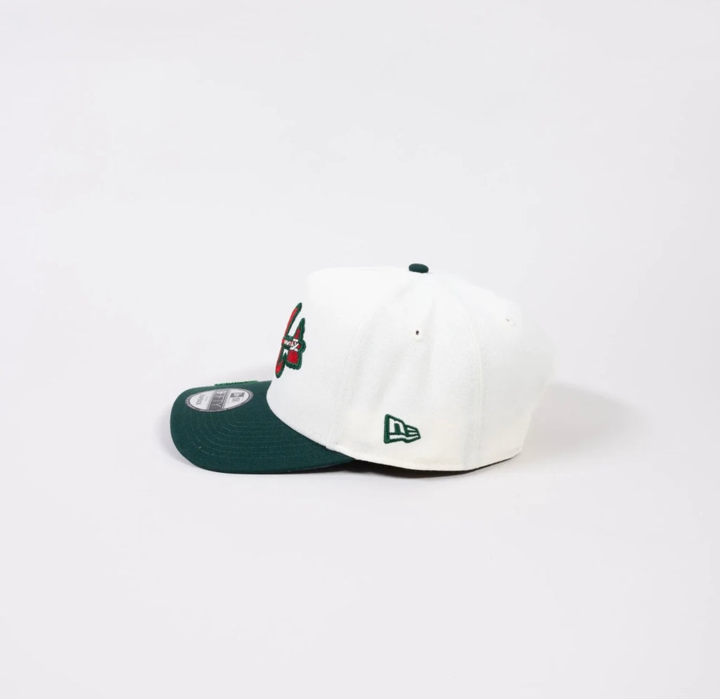 NEW ERA EXCLUSIVE 59FIFTY CHROME WHITE GREEN ATLANTA BRAVES WS