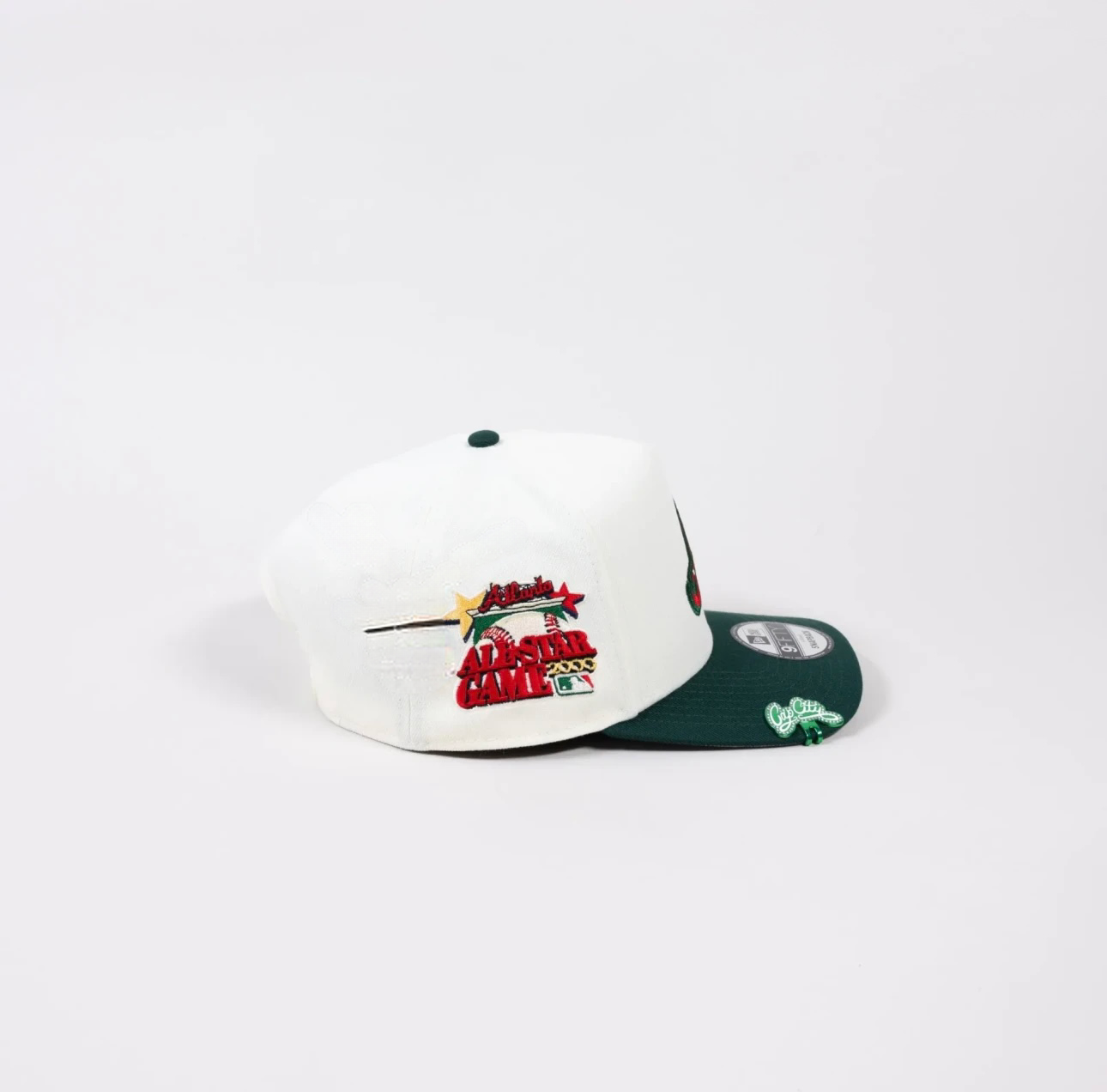 NEW ERA EXCLUSIVE 59FIFTY CHROME WHITE GREEN ATLANTA BRAVES WS